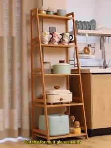 Book Shelf Organizer 3/4/5 Layers Shelf Rack Display Racks Bamboo Wooden Shelves