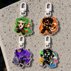 Bandai | Unstable Universe Quartet Acrylic Keychain ParrotX2 FlameFrags Wemmbu SMP Gamer Gift Fans Collection Gift Bag Pendant