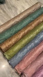 Bahan Kain Kebaya Brukat Tile Tille Bordir Mutiara Premium Gloria New Series Warna Hijau Wardah Tosca Toska