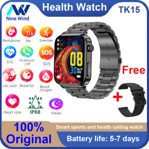 Nine Wind TK15 Smart Watch: Uric Acid Lipids Non invasive Blood Glucose Monitoring ECG Heart Rate Blood Oxygen Bluetooth Call Exercise Meter Step Watch Bracelet