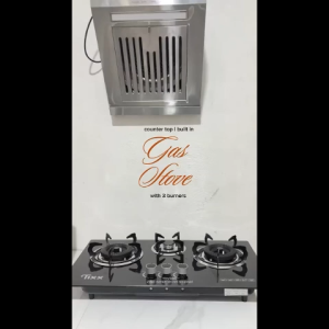 Tixx Gas Stove Three Burner 5200W Glass Stove Three Head Gas Stove Portable Electronic Ignition 730*410*150mm