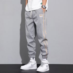 ROMON | Loose Fit Sports Casual Pants For Men Spring Summer New Style Workwear Nine-Tenths Trendy Brand Elastic Waist Cargo Trousers