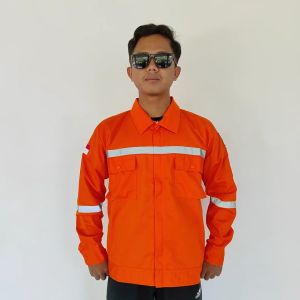 Baju Kemeja Kerja Proyek Werpak Safety K3 Lengan Panjang Wearpack Orange Polos