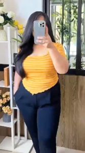 assorted colors Plus Size High Waist Skinny Pants for Women Panlakad with 2 Pockets - Jhannele