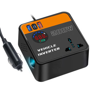 200W Car Power Inverter พร้อม USB & Type-C พอร์ต DC 12V 24V ถึง AC 110V 220V รถอินเวอร์เตอร์แรงดันไฟฟ้าสำหรับยานพาหนะ