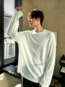 ZHUOCAN | Striped Lightweight Breathable Drape Mens Long Sleeve T-Shirt