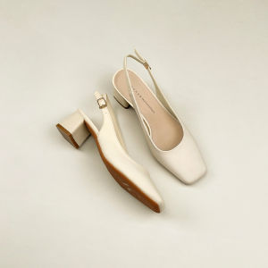 French Leather Sandals Womens Summer 2025 New Square Head Outdoor Wear Thick Heel Elegantly Gentle Cover Head Single Shoes