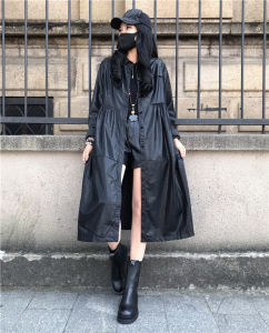 Fashionable Mid-Length High-Waist Square-Neck Black Slimming Leather Jacket Versatile Oversized Early Autumn Outerwear