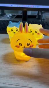 Bandai | Anime Giyikawa Kawaii Bedroom Desktop Decoration Hachiware Usagi Cartoon Vinyl Doll Night Light Luminous Toy Surprise Girl Gifts