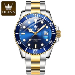OLEVS | OLEVS Top Original Men Quartz Watch Green Waterproof Watch for Men Stainless Steel Quartz Men Luxury Watch Luminous Wristwatch