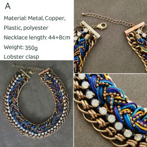 DaVee | Vintage crystal turquoise Necklace choker layer Resin beaned imitation stones necklace