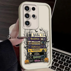 Bandai | Ốp Điện Thoại Hình Dơi Đen Halloween Thiết Kế Xếp Chồng Sách Dành Cho Samsung Galaxy S26/S25/S24/S23/S22/A07/A17/A37/A57 - Vỏ Silicon Chống Sốc Bề Mặt Mờ
