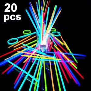 20Pcs Party Glow Sticks Fluorescence Light Bracelets Dance Concert Party Light Props