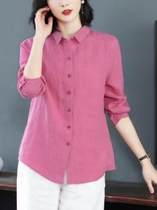 เสื้อเชิ้ตแขนยาวทรงหลวมสไตล์เกาหลีสำหรับฤดูใบไม้ร่วงปี 2024 เสื้อคลุมกันแดดแบบลำลองสำหรับผู้หญิง ผ้าเดนิม ทรงหลวม สไตล์เกาหลี