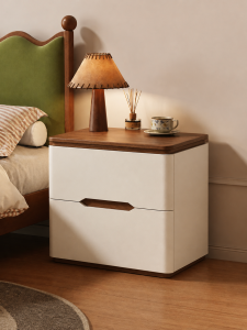 ZHUOHE | Retro Style Small Wooden Bedside Storage Cabinet