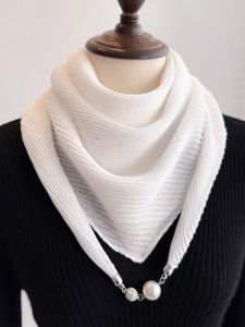 Khăn Choàng Lụa Nhỏ Cho Nữ 2025 Mùa Xuân Mùa Thu Khăn Choàng Cổ Bằng Vải Lụa Mỏng Có Khóa Từ Khăn Choàng Lụa Phong Cách Hàn Quốc