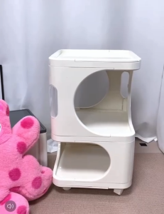 Ⓜ️ZEROIDEASⓂ️ ABS/PS Portability Side Table Cart Trolley Movable Coffee Table Bedside Table Sofa Side Table Storage Shelf Tea Table Kitchen Rack Kitchen Storage Rack Snack Storage Rack Book Shelf Book Rack Organizer Cart Trolley Makeup Rack Cosmetics Rack