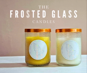 FROSTED GLASS CANDLE WITH GOLD RIM 185g - CLEAN BURNING - SOLD PER PC. by CraftCandle