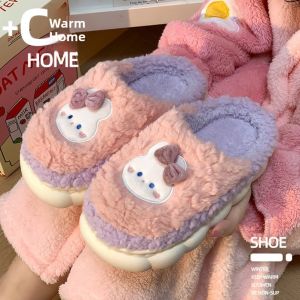 Winter Cotton Slippers Womens New 2025 Indoor Home Postpartum Autumn Winter Anti-slip Couple Warm Fleece Lined Cotton Shoes