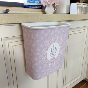 Phong Cách Đồng Quê Mỹ Hoa Nhỏ Da Thùng Rác Treo Tường Thùng Rác Nhà Bếp Chống Dầu Giỏ Đựng Rác Chống Thấm Nước