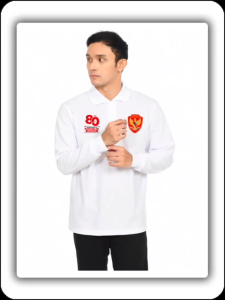 Kaos Polo Motif Logo Hut 80 Kemerdekan Indoseia Lengan Panjang