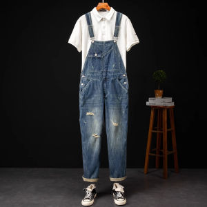 Madness Mdns Clot Retro Workwear Denim Overalls Mens Trendy Loose Straight Leg Harness Pants Multi Pocket 3D Trim Washed Jeans
