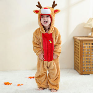 MICHLEY Christmas Baby Rompers Flannel Cosplay Toddler Infant Cute Clothes Overall Bodysuits Jumpsuit Costume For Girls Boys Kid