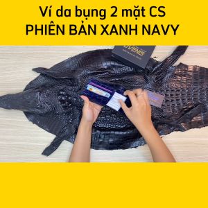 Ví cá sấu Xanh navy KHÔNG ĐỤNG HÀNG. Da bụng cá sấu 2 đan viền!