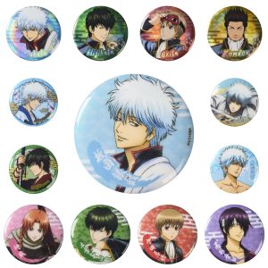 58mm Anime Gintama Sakata Gintoki Hijikata Toushirou Takasugi Shinsuke Cosplay COSTUME Badge Pin SPTE Tinplate Brooch﻿ Prop Gilf