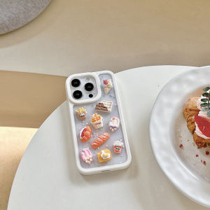 เคสโทรศัพท์ขนมหวาน3D สำหรับ iPhone 16Pro Max 16 15Pro Max 15 14 ProMax 13 Pro Max 12Pro Max กันกระแทกสุดน่ารักฝาหลังนิ่มสำหรับสุภาพสตรีสาวๆ