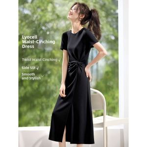 MOHANYIMEI | Slimming Waist Cinching Twist and Slit Long Dress