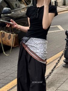 Khăn Choàng Lụa Thời Trang Màu Cà Phê Đen Họa Tiết Hạt Dẻ Phụ Kiện Trang Trí Mùa Hè Cho Nữ