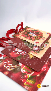 Tas Souvenir Natal Motif Lucu 28x35cm (V181) | Tas Jinjing Natal | Goodie Bag Natal | Tas Hadiah Natal