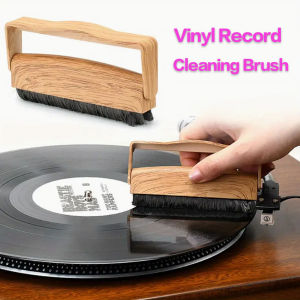 1pc vinyl record cleaning tool PP material with wood grain handle - suitable for turntable and LP maintenance cleaning brush