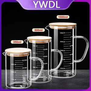 YWDL Food Grade Glass Measuring Cups Kettle Kitchen Milk Tea with Lid and Handle Laboratory Beaker Measuring Mug 250-1000ML