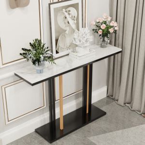 Heavy Duty Console Entryway Table Modern Accent Side Table with Luxury Sintered Stone