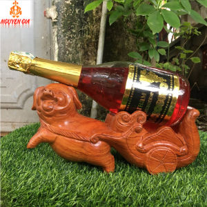 Tượng Heo Kéo Xe Gỗ Hương 28cm – Giá Đỡ Chai Trang Trí Bàn Tiếp Khách Tượng Linh Vật Quà Tân Gia