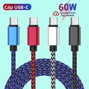 Cáp Sạc Nhanh USB Type C 3A Dây Sạc Bọc Nylon Cho Xiaomi Huawei Samsung - Tùy Chọn Chiều Dài 1M 2M 3M - Phụ Kiện Điện Thoại