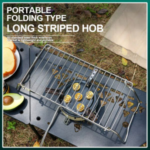 Outdoor BBQ Grill Multifunctional Folding Campfire Grill Portable Stainless Steel Camping Grill Grate Gas Stove Stand Outdoor Cookware BBQ Rack