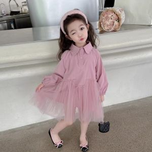 Spring Fashionable Mesh Girls Dress Childrens Spring Autumn Style Princess Skirt Casual Pure Color A-Line Skirt Polyester Fiber