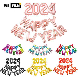 2024 chúc mừng năm mới bong bóng số màu vàng thư bong bóng bọc lá nhôm đồ trang trí giáng sinh cho gia đình đạo cụ chụp ảnh quà tặng năm mới