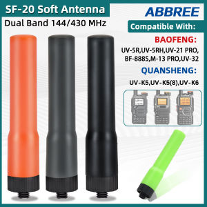 ABBREE SF-20 Dual Band SMA-Female/SMA-Male /BNC Soft Antenna for Baofeng UV-5R UV-32 Quansheng UV-K5 8 Walkie Talkie ST20
