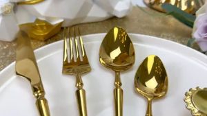 Set 4 Món Muỗng Nĩa Serena Gold Inox 304 Không Gỉ Vàng Gold Cao Cấp Phù Hợp Mang Đi Làm Đọc Học Tiện Lợi