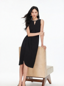 Vero Moda | Side Slit Pleated Beaded Elegant Sleeveless Midi Dress for Summer