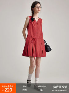 Váy Xếp Ly Cotton Không Tay Cổ Chữ V Dáng Chữ a Mùa Hè Fano Studios Phong Cách Sinh Viên Pháp Cổ Điển Gợi Cảm Váy Ngắn