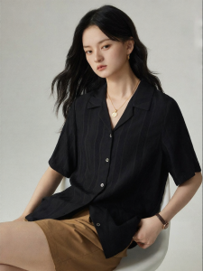YAKEJIA | Premium Loose Short Sleeve Cuban Collar Womens Summer Shirt