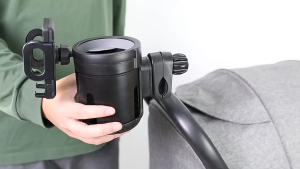 Universal Stroller Sturdy Cup and Cell Phone Holder All Black 2-in-1 for Carriages Walker Wheelchairs Rollator Scooters & Bike Phone & Cupholder Organizer