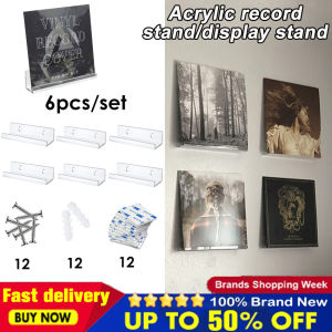 Floating Bookshelf Office Home 6pcs Clear Vinyl Record Shelf Wall Mount Acrylic Record Display Holder Album Records Storage Rack