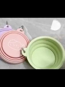 Foldable Dog Bowl - Portable Travel Pet Food and Water Bowl with Hook Clamp Foldable Feeding Plate for Dogs and Cats