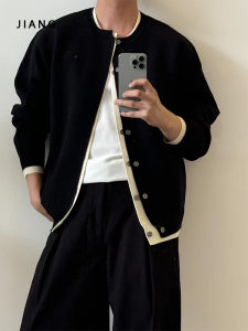 Áo Len Cardigan Dệt Kim Dày Dài Tay Cổ Tròn Áo Khoác Ngoài Thường Ngày Thoáng Khí Thoải Mái Cho Nam Mùa Thu